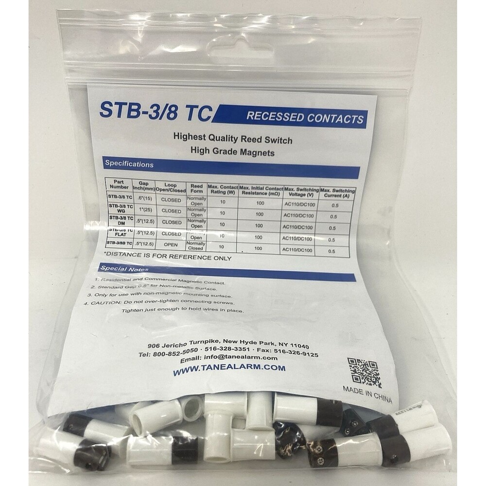 Tane Alarm STB-3/8 TC Press Fit Recessed Contacts Terminal Type No Leads White
